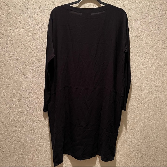 Eileen Fisher  100% silk black  Georgette Crepe ballet neck dress, size S